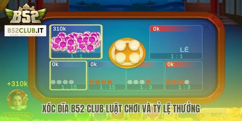 Luật chơi xóc đĩa b52 club có bảng tỷ lệ thưởng rõ ràng